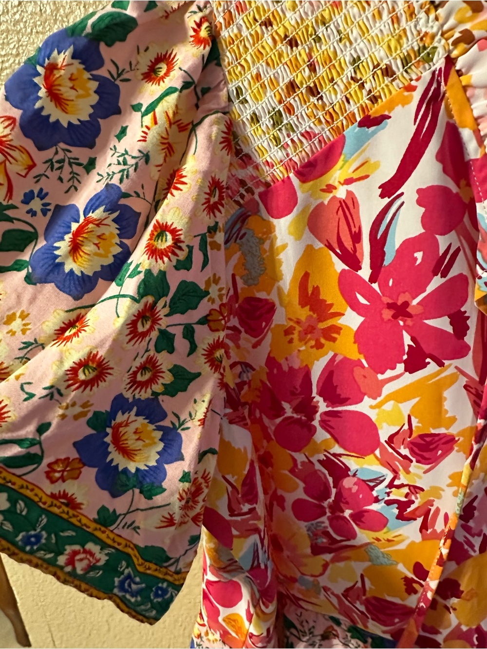 Umgee Multicolor Floral V-Neck Smocked Peplum Blouse - Picture 3 of 4